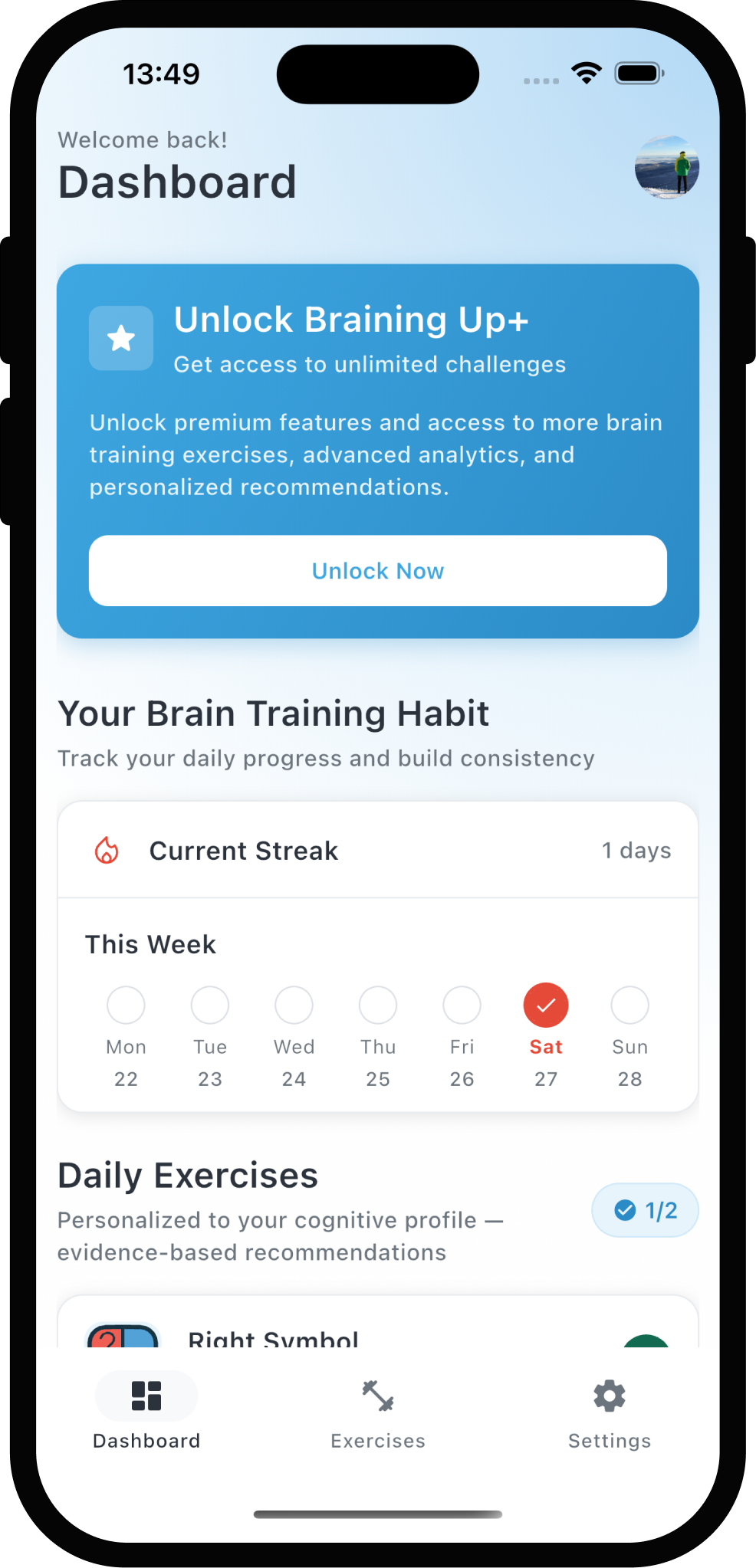 Braining-up dashboard preview